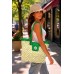 Straw Satchel: Corn Husk w/ Leather-like Trim & Handles - Green -BG-B10015A-GN